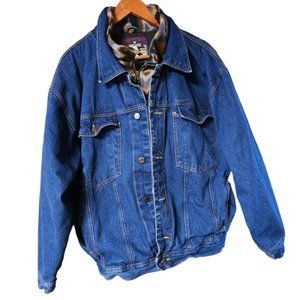 Vintage Santa Fe Outback Denim Co XL Jacket Lined Trucker Western Biker